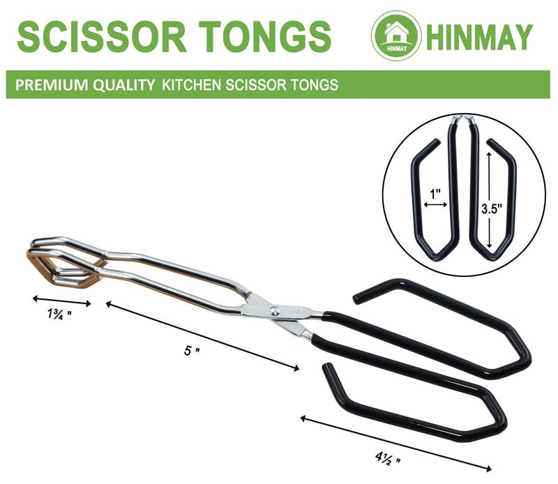 HINMAY Scissor Cooking Tongs 11-Inch Stainless Steel Wire Tongs Kitchen Scissor Tongs, Set of 2 - Image 2